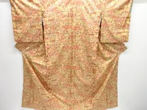 色紙に草花模様本場大島紬着物(染)